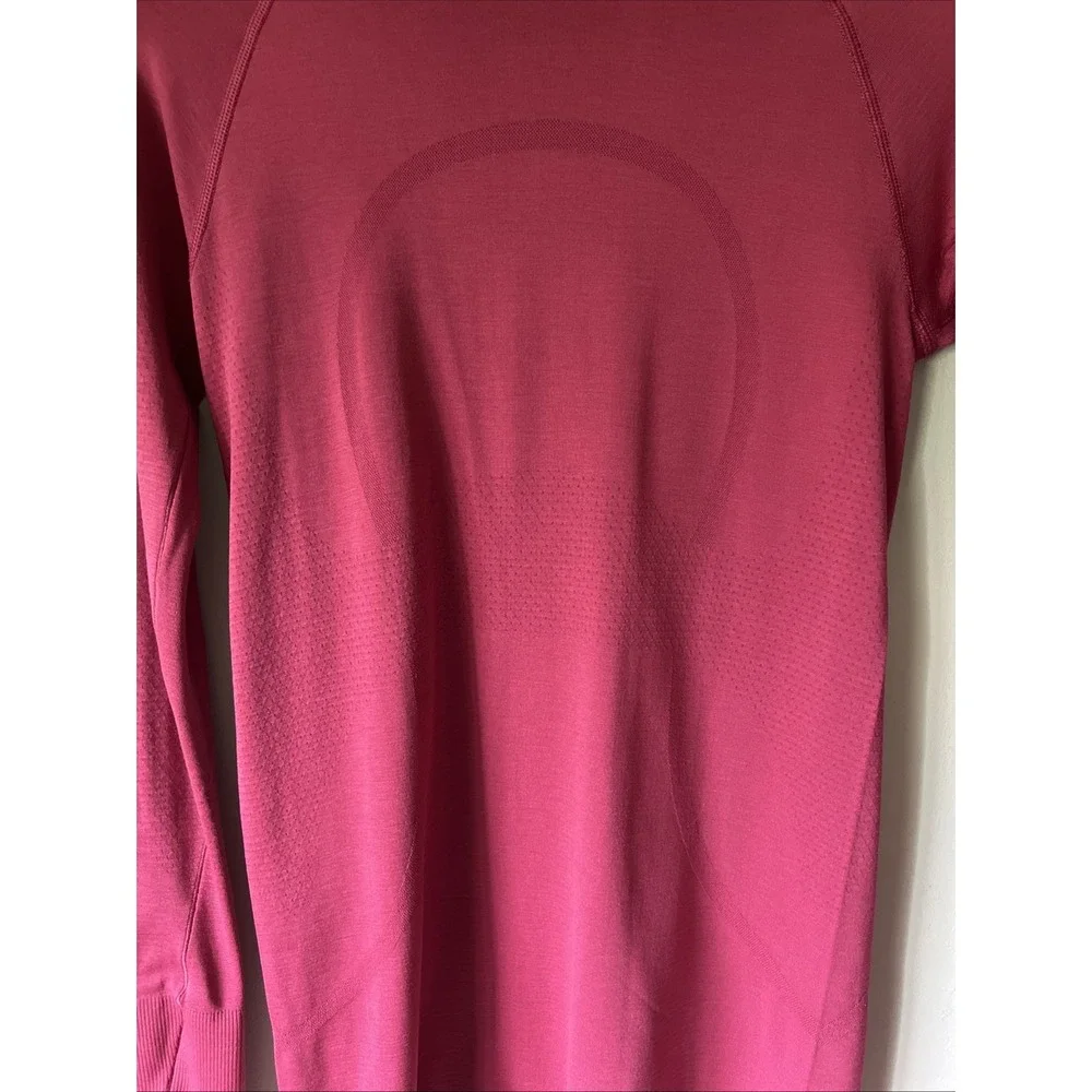 Lululemon Swiftly Speed Turtleneck Top Run Berry Pink Sz 4 Slim Fit Long Sleeve